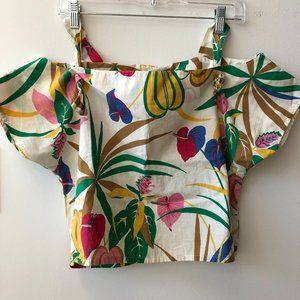 Vintage Floral Tropical Print Cropped Top